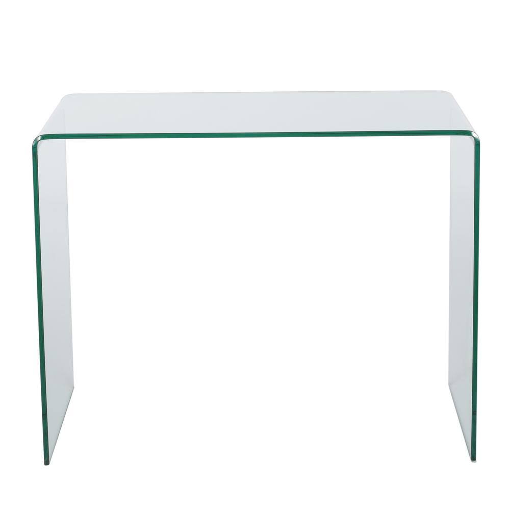 Noble House Caradoc 37.4 in. Rectangular Clear Glass Writing Desk 7629