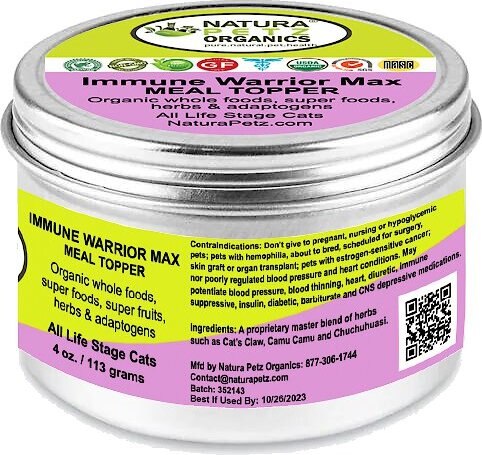 Natura Petz Organics Immune Warrior Cat Supplement， 4-oz jar