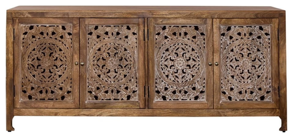 Marisol Multi 74 Inch 4 Door Accent TV Stand   French Country   Entertainment Centers And Tv Stands   by Homesquare  Houzz