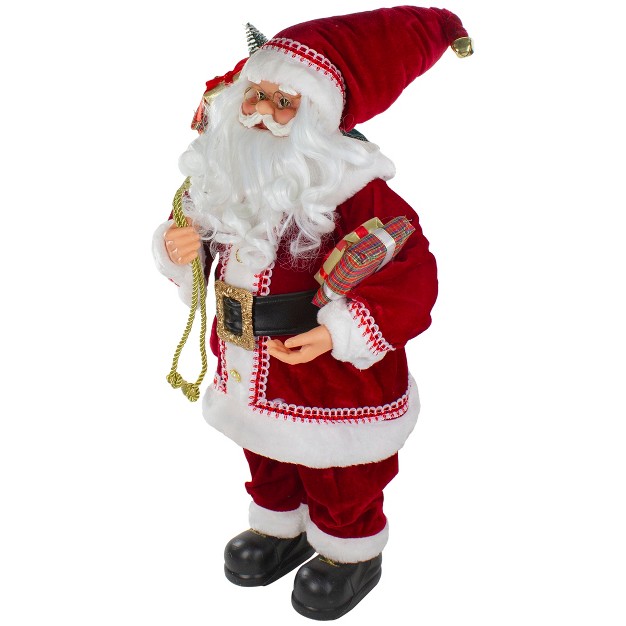 Northlight 2 x27 Standing Curly Beard Santa Christmas Figure With Presents