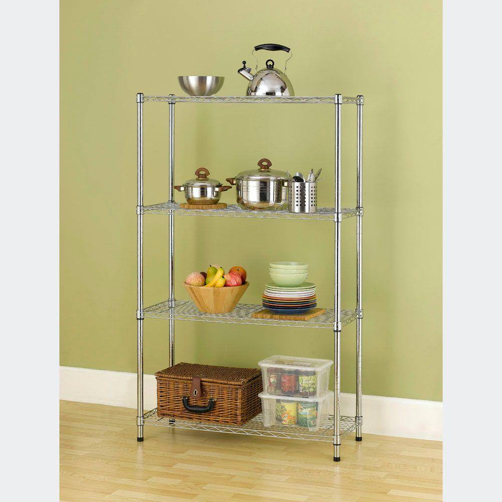 HDX Chrome 4-Tier Metal Wire Shelving Unit (36 in. W x 54 in. H x 14 in. D) EH-WSTHDUS-004