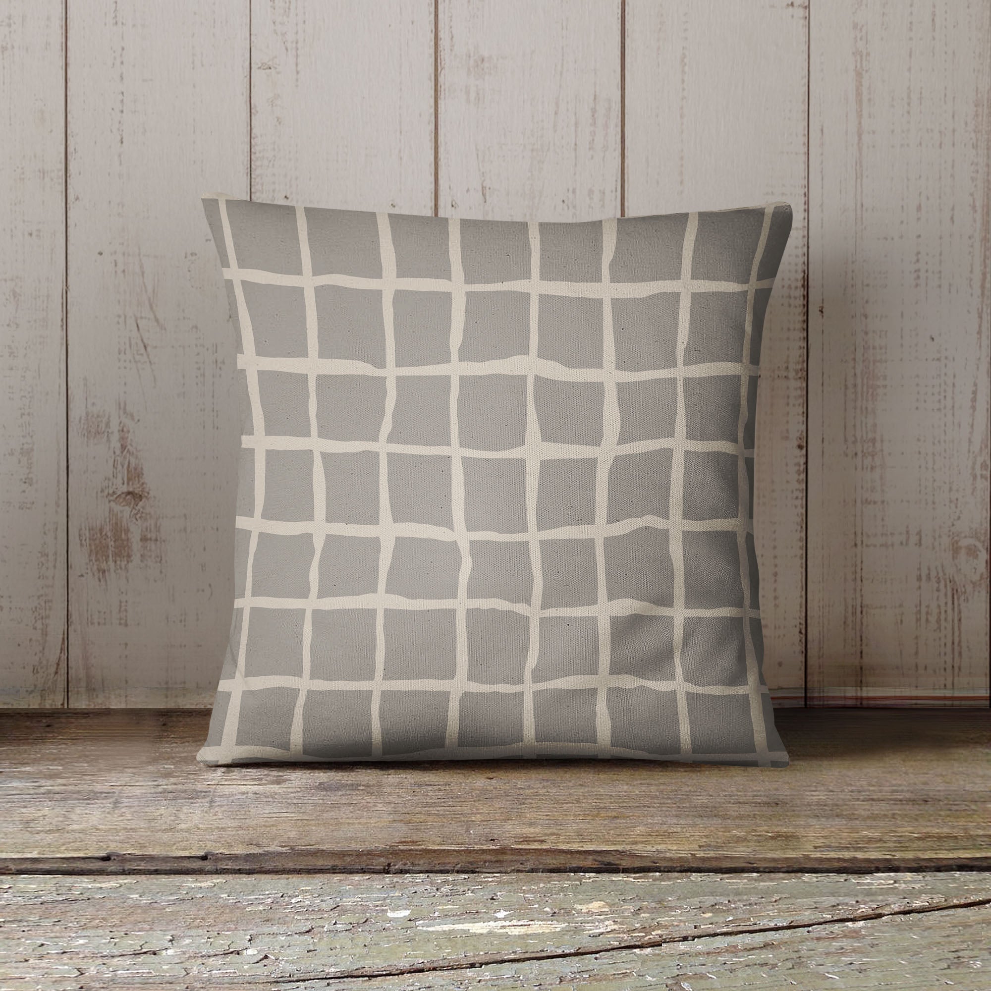 Grid Iron Taupe Outdoor Pillow by Kavka Designs