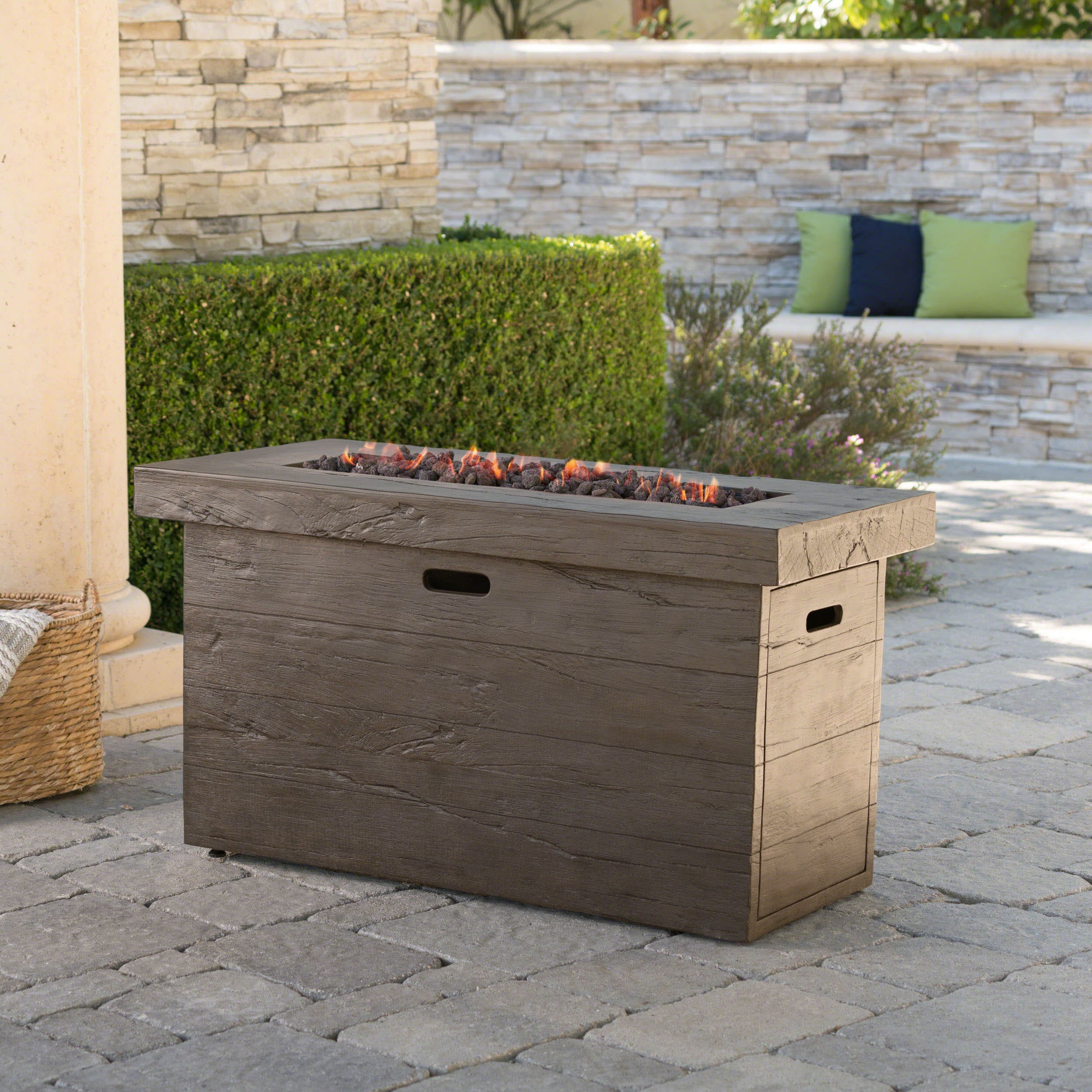 Aubreey Outdoor Rectangular Gas Burning Fire Pit - 50000 BTU