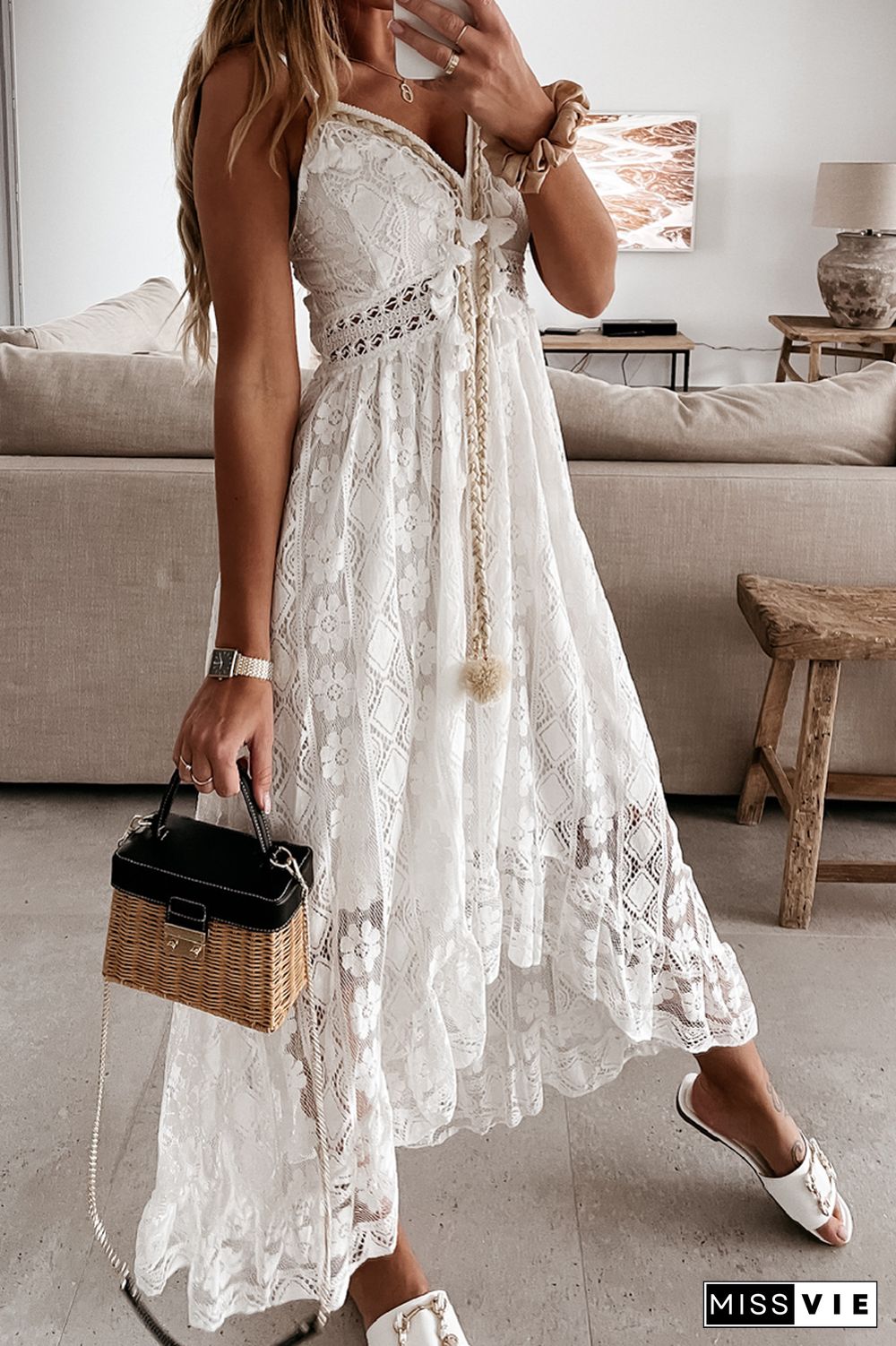 KarliDress Lace Sling Swing Maxi Dress P12604