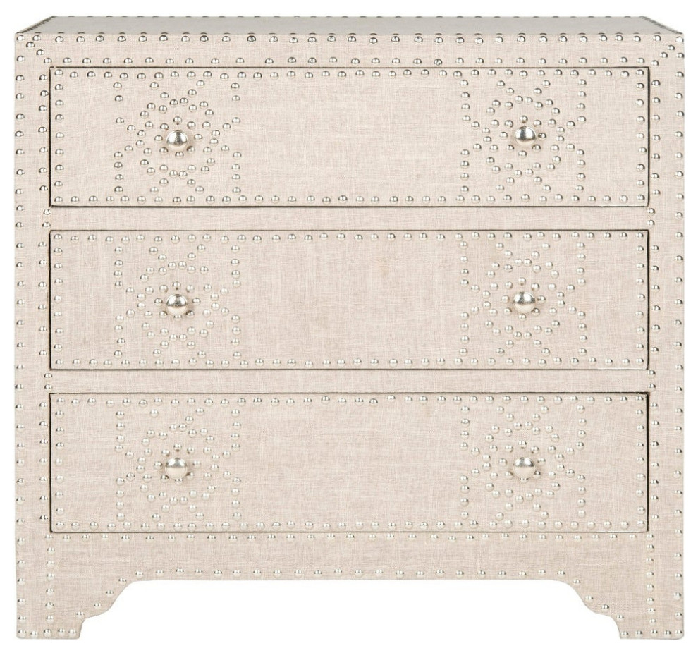 Modern Cabinet Storage With 3 Drawers and Silver Nail Head   Transitional   Accent Chests And Cabinets   by Miron Demid LLC  Houzz