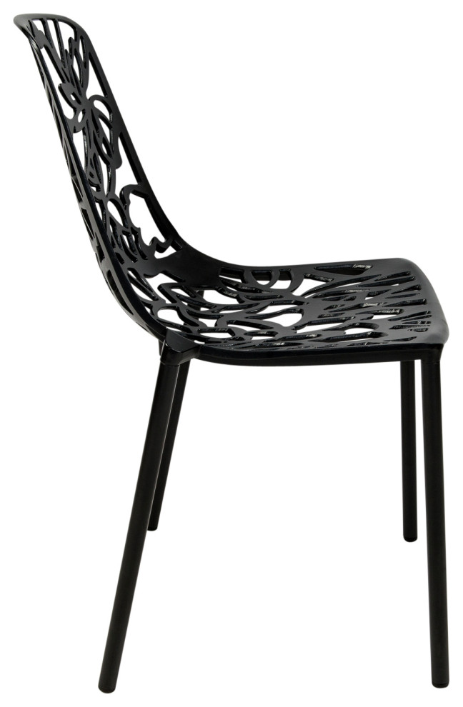 LeisureMod Modern Devon Aluminum Chair  Set of 4 Black   Contemporary   Outdoor Dining Chairs   by Virventures  Houzz