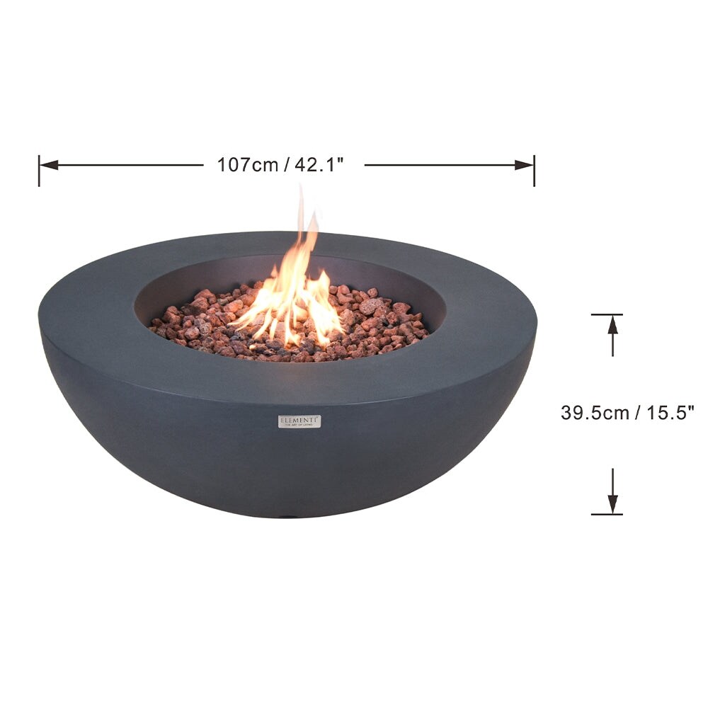 Elementi Lunar Dark Grey Outdoor Fire Pit Bowl   42 Inches