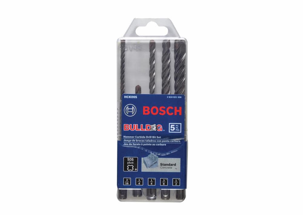 Bosch 5 Pc SDS-plus Bulldog Rotary Hammer Bit Set HCK005 from Bosch