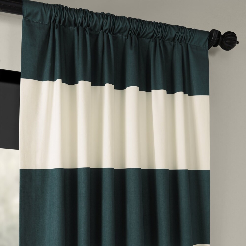 Exclusive Fabrics Cabana Cotton Horizontal Stripe 96 inch Curtain (1 Panel)