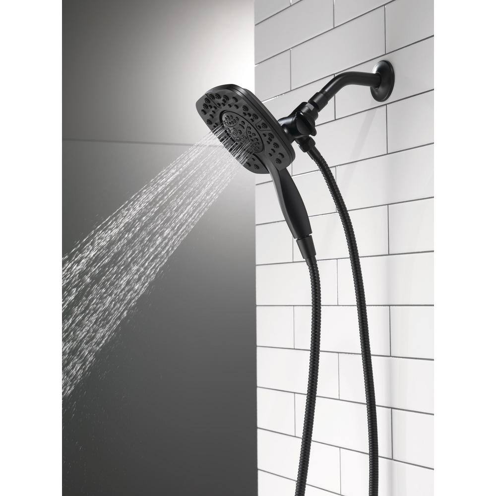 Delta In2ition 4-Spray Patterns 1.75 GPM 6 in. Wall Mount Dual Shower Heads in Matte Black 58498-BL