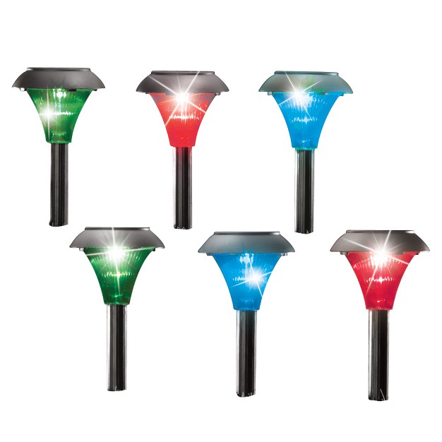 Collections Etc Color Changing Solar Pathway Stakes Set Of 6