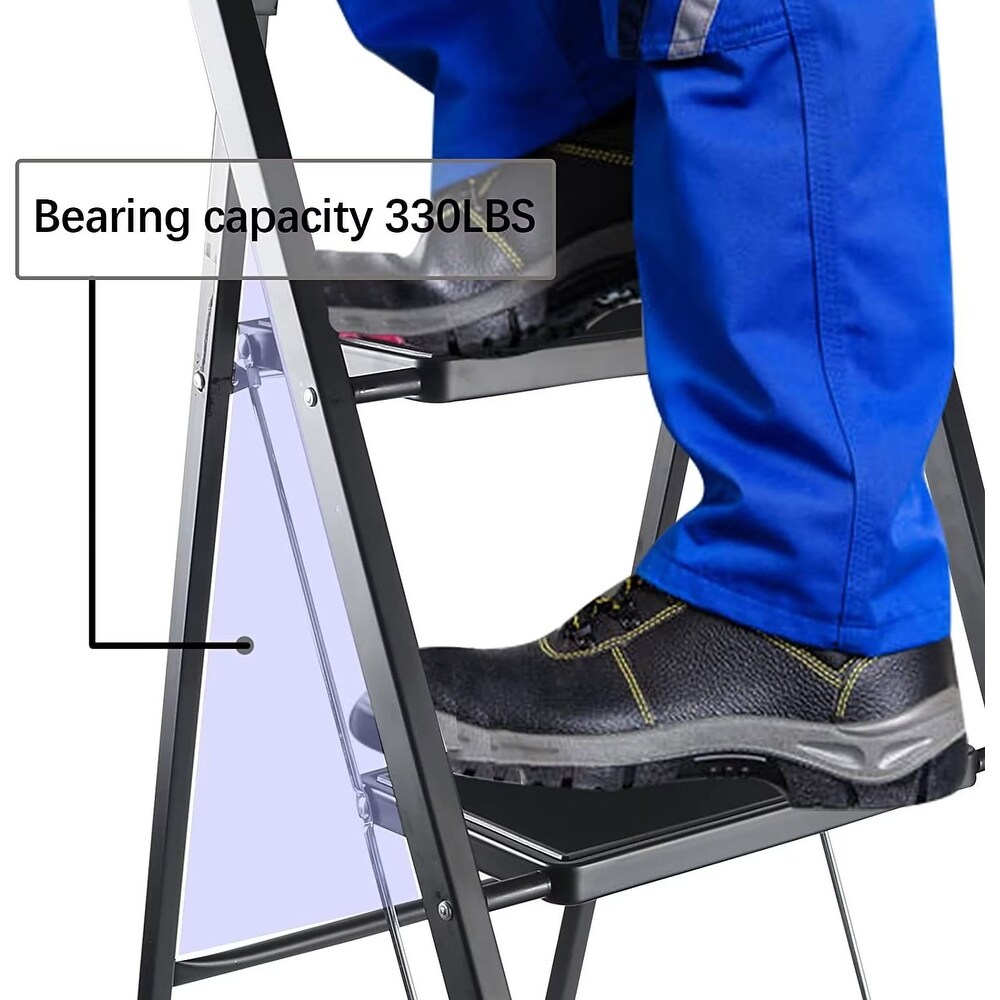 4 Step Ladder Portable Tool Ladder  Folding Step Stool with Wide Anti Slip Pedal Sturdy Steel Ladder  Convenient Handgrip