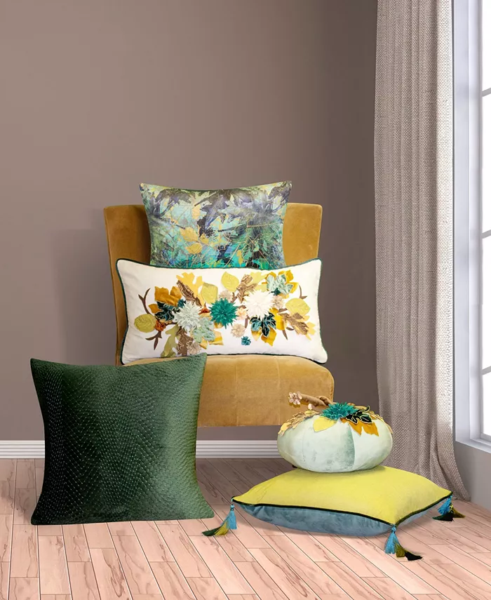 Edie@Home Printed Leaf Decorative Throw Pillow， 20 x 13