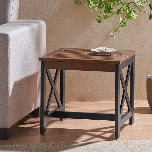 Outdoor Two Toned Finished End Table with Contrasted Legs