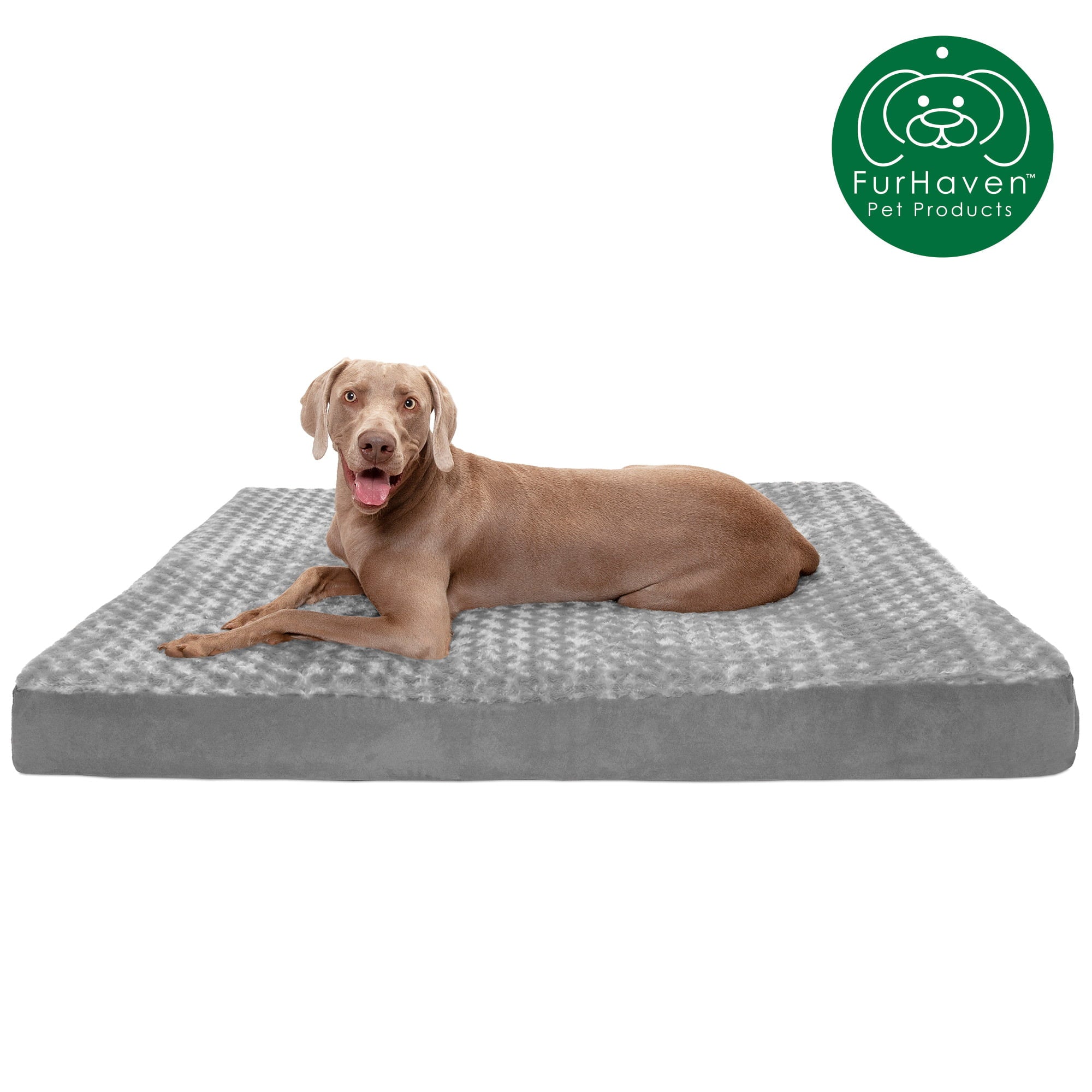 FurHaven Pet Products | Deluxe Cooling Gel Memory Foam Orthopedic Ultra Plush Mattress Pet Bed for Dogs & Cats, Gray, Jumbo Plus