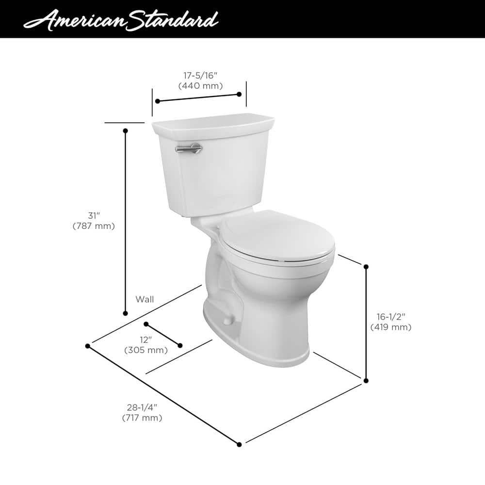 American Standard Champion Tall Height 2Piece HighEfficiency 128 GPF Single Flush Round Front Toilet in White Seat Included