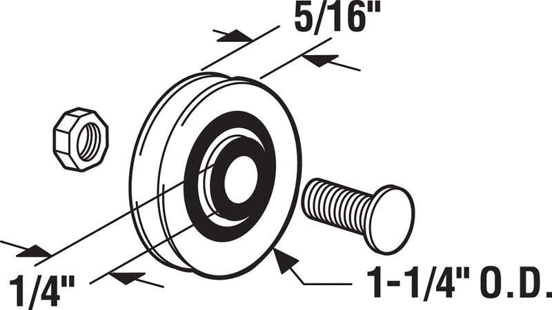 Prime-Line 1-1/4 in. D X 5/16 in. L Nylon Roller Assembly 2 pk