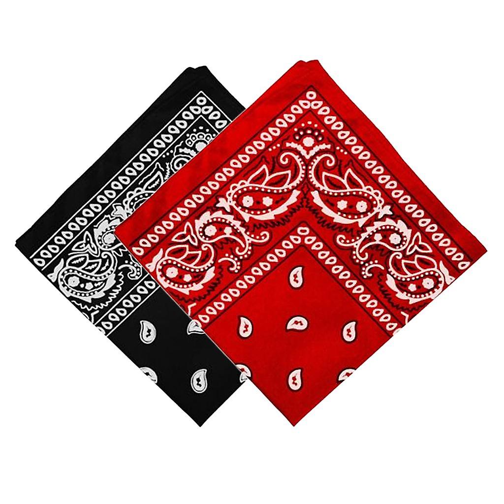 2 Pack Women Men Print Cowboy Bandana Head Wrap Neck Wristband Handkerchief