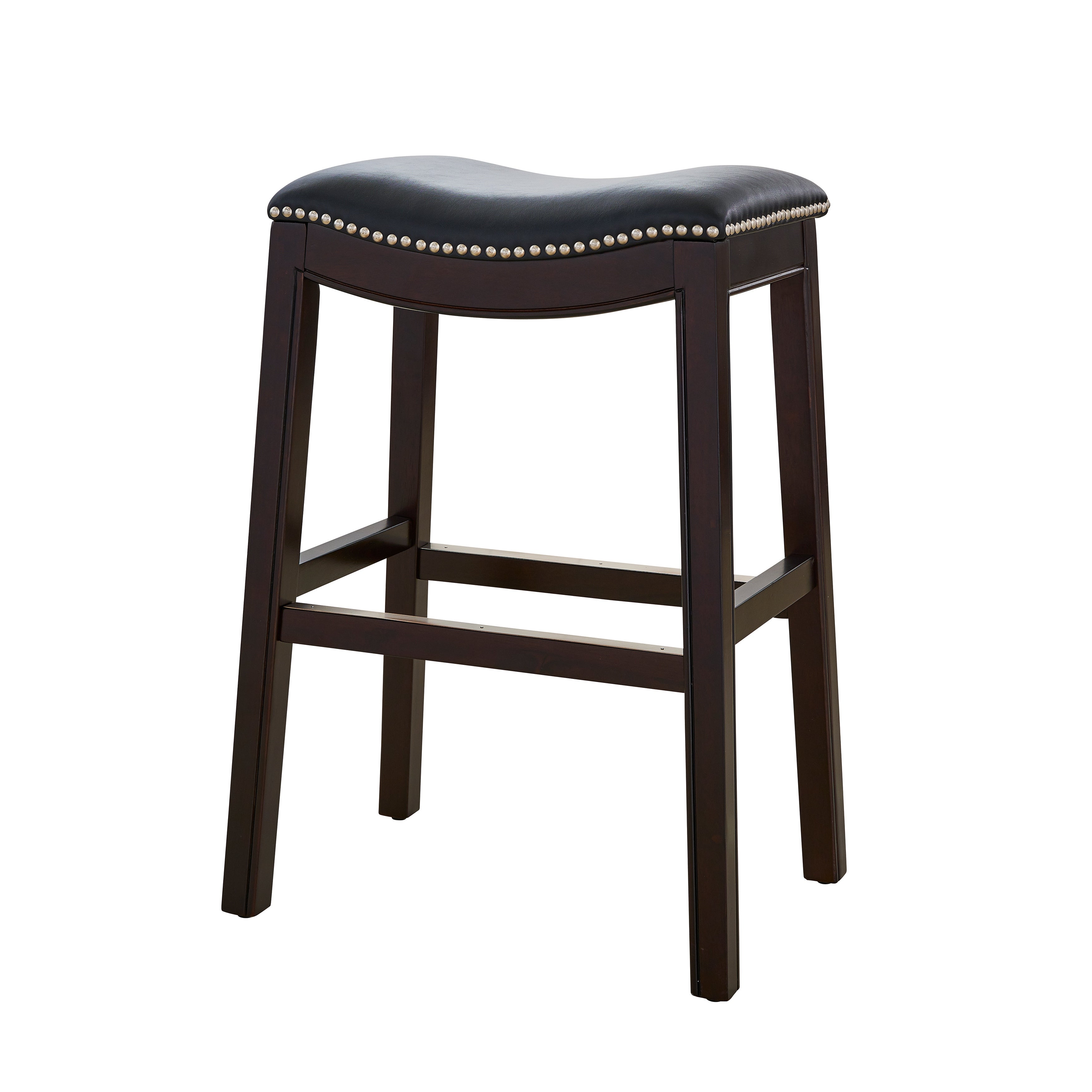 New Ridge Home Goods Julian Counter Height Barstool with Black Faux Leather Seat