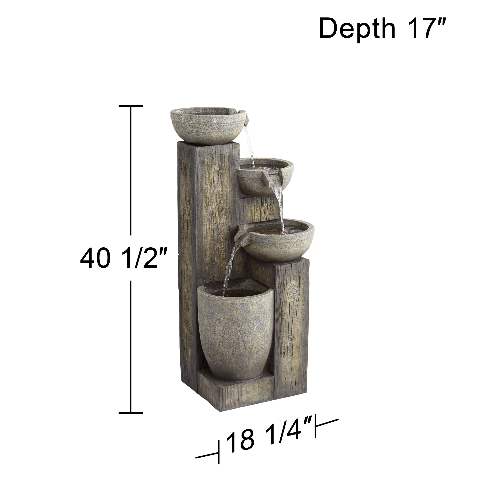 John Timberland Rustic Outdoor Floor Water Fountain with Light LED 40 1/2