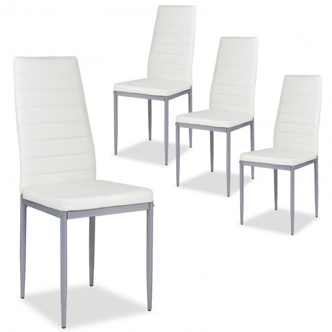 4 pcs PVC Leather Dining Side Chairs Elegant Design - 16.0