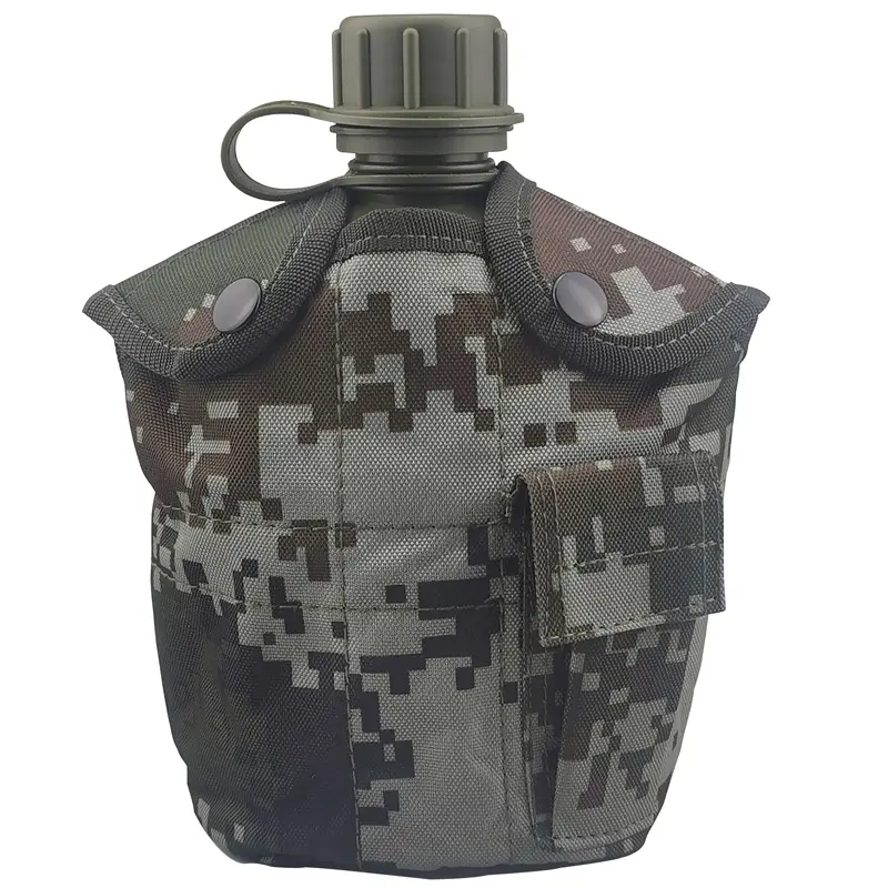 High Quality  Green   Water Canteen With Aluminum Cup And Pouch  hiking bottle