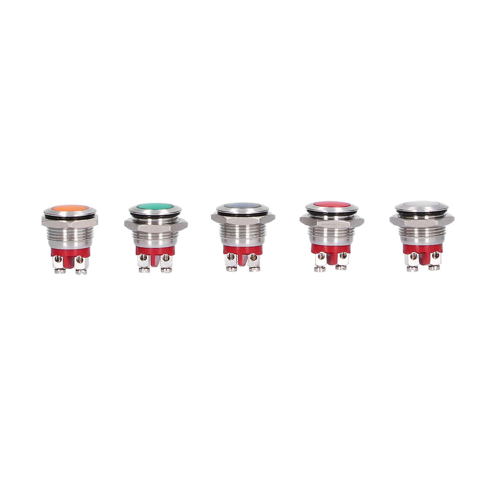 5 Pcs Metal Signal Indicator Convenient Connection Strong Conductivity Pilot Dash Light For Stop Lamp