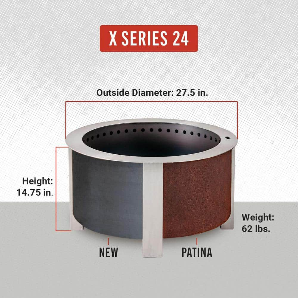 Breeo X Series 24 Smokeless Fire Pit in Corten Steel BR-X24P