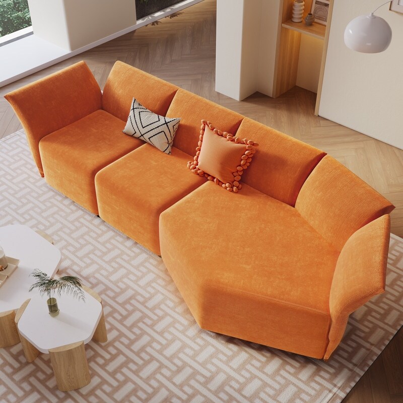 Stylish Sectional Sofa  Comfort Adjustable Back Polyester Upholstery Sofa Set  May Free Combination Sofa for Living Room