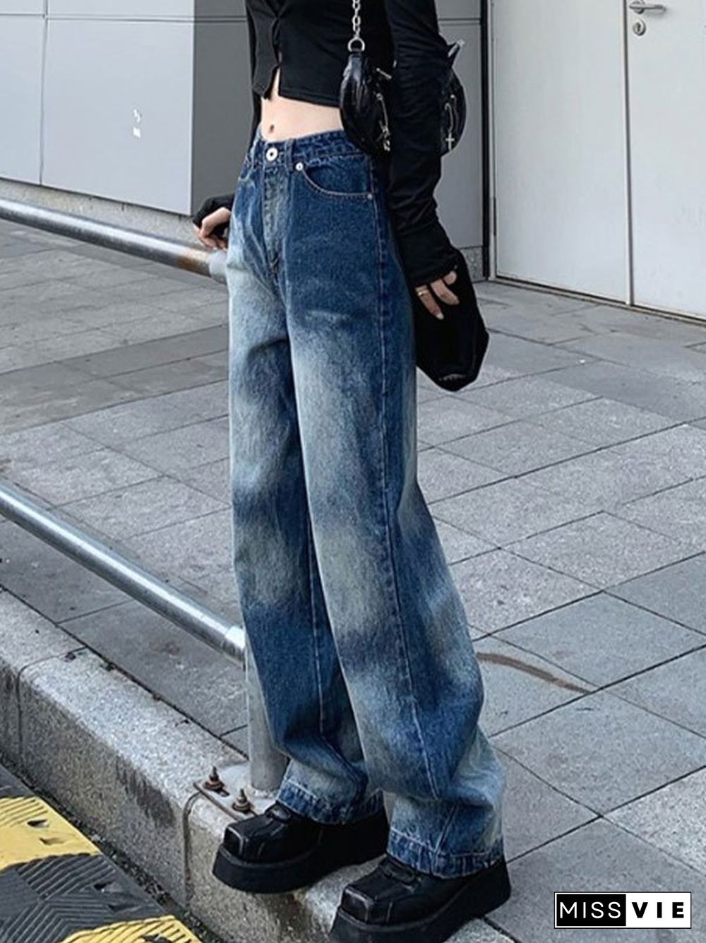 Washed Gradient Boyfriend Jeans