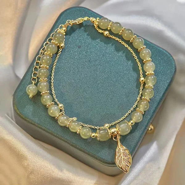 🔥  BUY 1 GET 1 FREE 💞--Lucky Wada Jade gold leaf bracelet