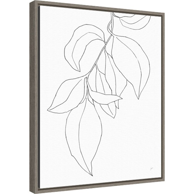 X 20 quot Line Leaves I By Karyn Panganiban Framed Wall Canvas Amanti Art