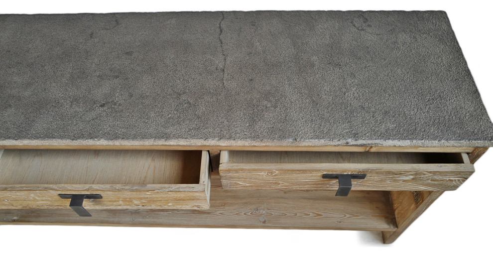 Stone  ampElm 3 Drawer Console Table   Rustic   Console Tables   by Design Mix Furniture  Houzz