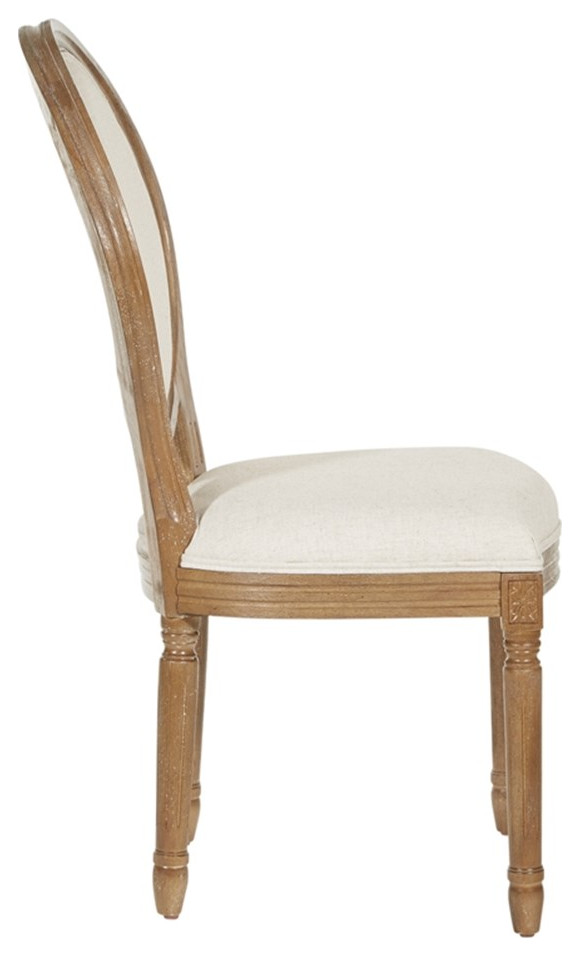 Lillian Oval Back Chair in Linen White Fabric with Brushed Frame   Traditional   Dining Chairs   by Homesquare  Houzz