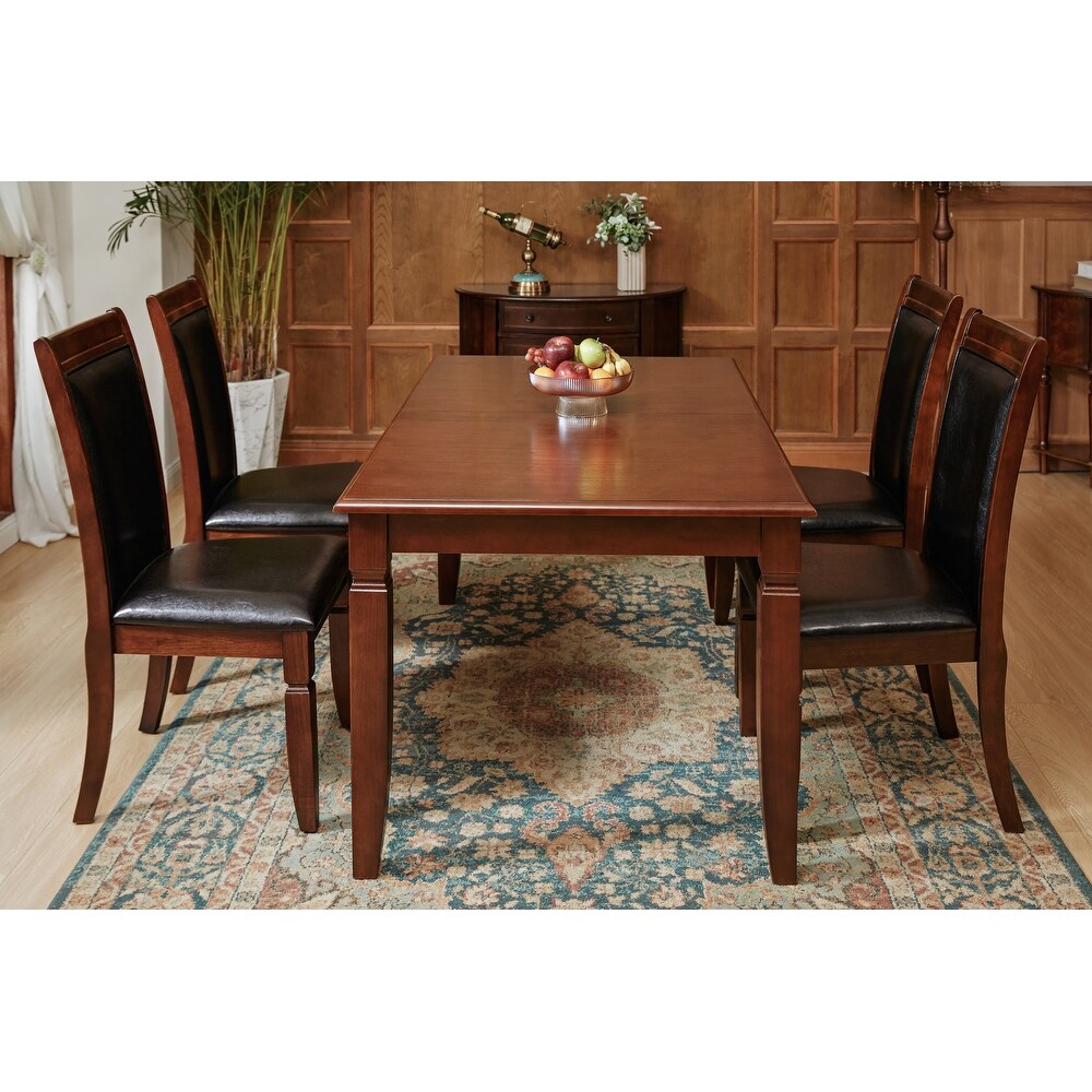 Homylin 78in Extandable Dining Table (Seats 6) Removable Leaf Brown Solid Wood