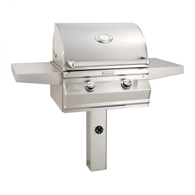 Fire Magic Choice Multi-User CM430S 24-Inch Propane Gas Grill With Analog Thermometer On In-Ground Post