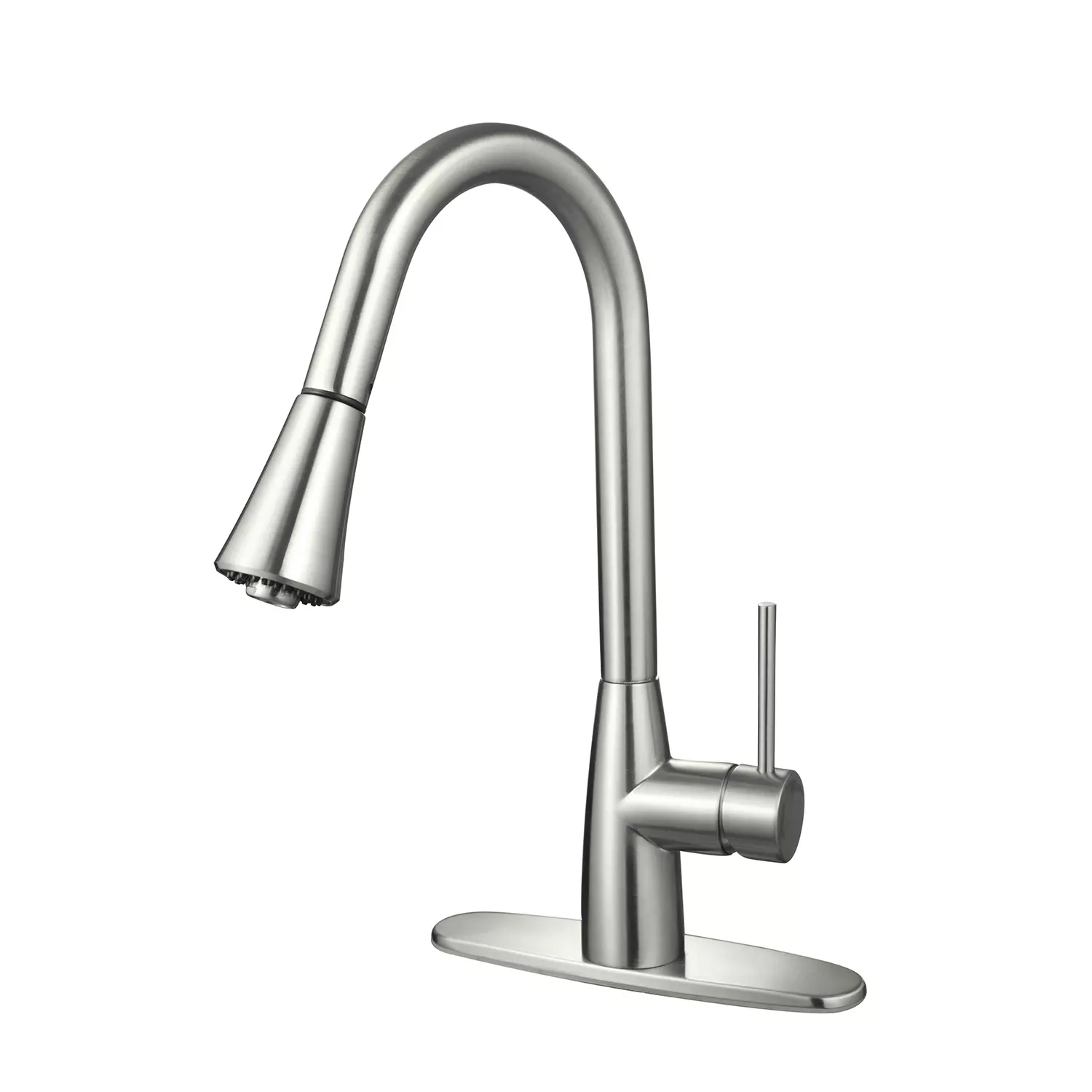 Hardware House LLC Single Handle Gooseneck Style Kitchen Faucet， Satin Nickel