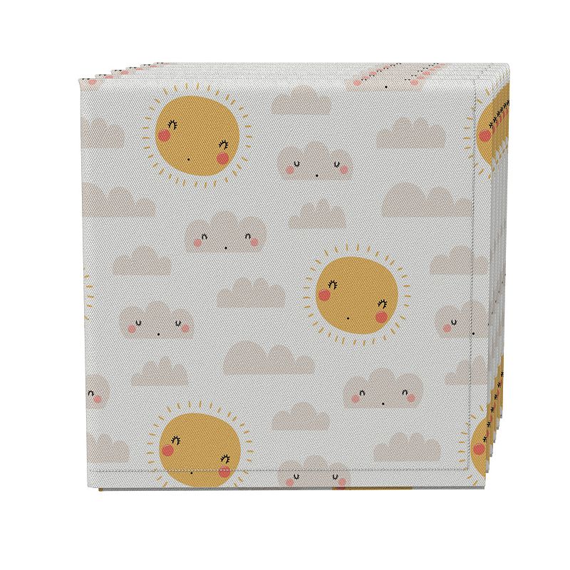 Napkin Set of 4， 100% Cotton， 20x20， Sun and Clouds