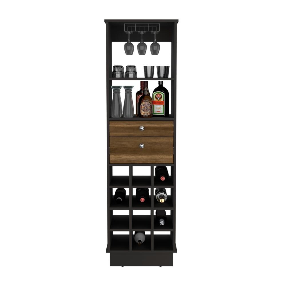 Zircon Bar Cabinet With 2 Drawers  12 Wine Cubbies  And Rack