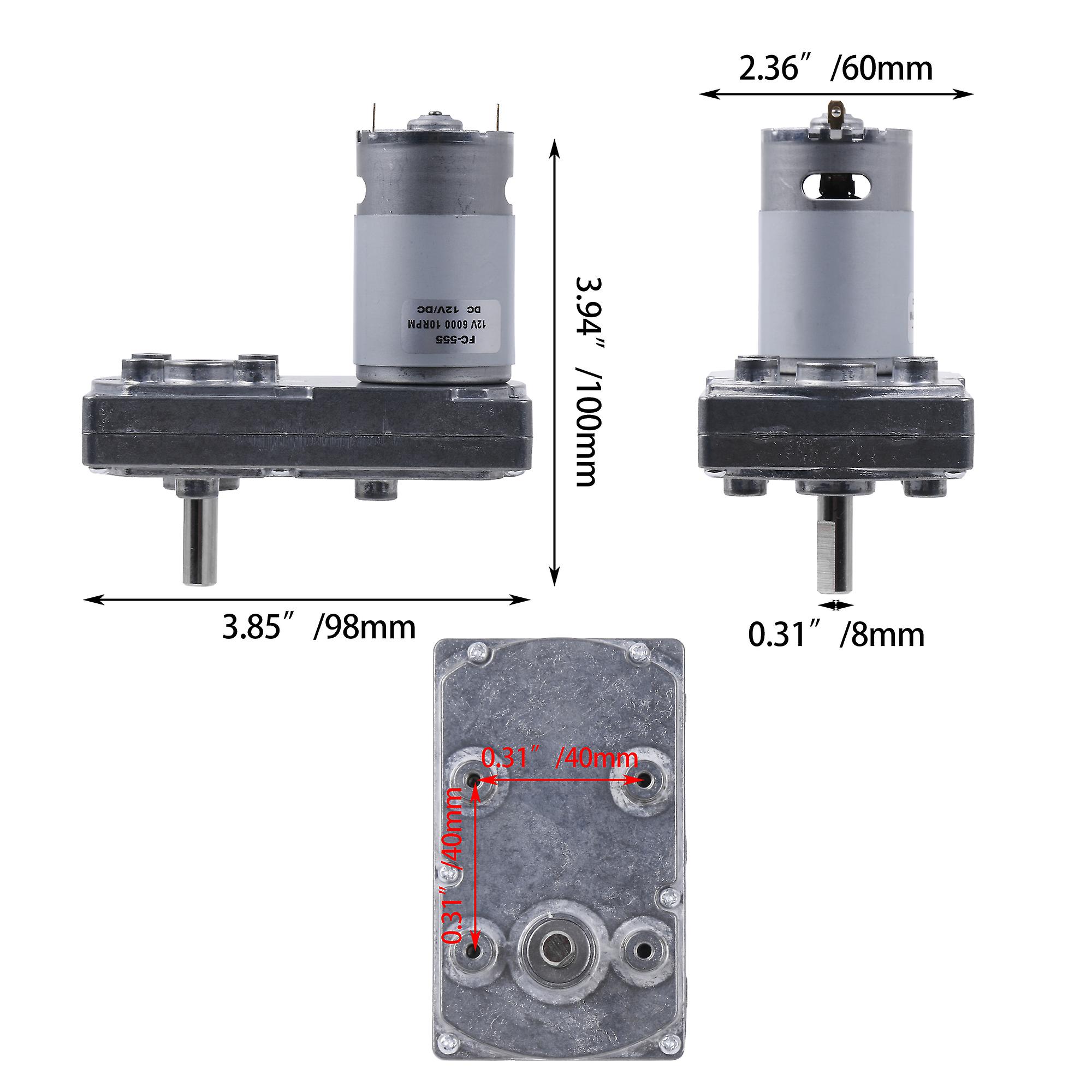 12V Square High Torque Gear Speed Reduction Geared Motor Accessory 10RPM