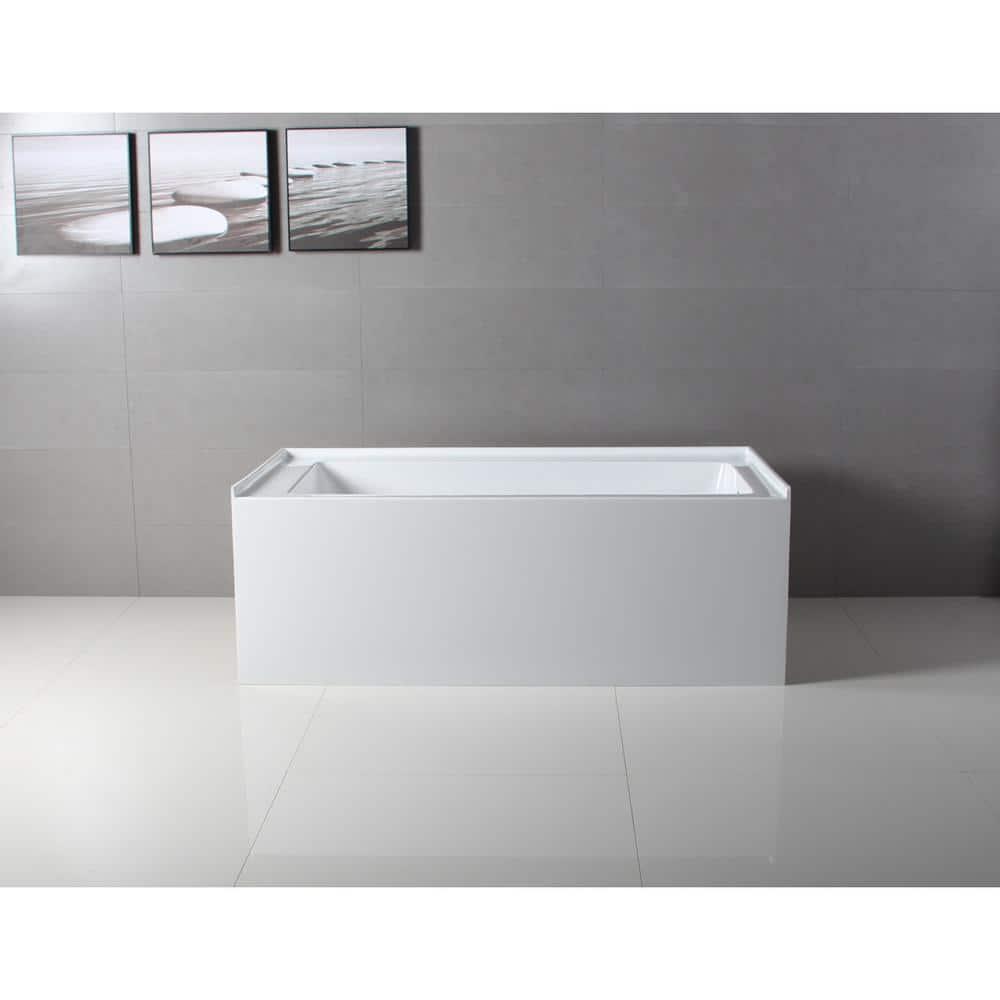 Aqua Eden Ella 60 in Acrylic RightHand Drain Rectangular Alcove Bathtub in White