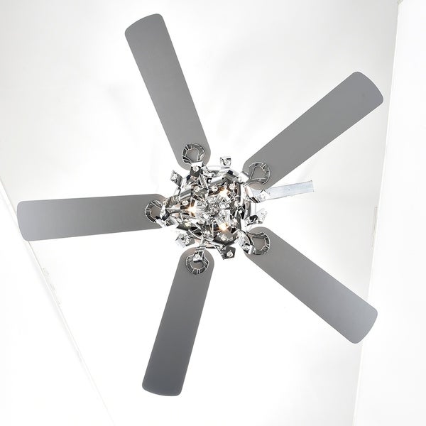 Maree Chrome 52-Inch 5-Blade Lighted Ceiling Fan (Includes Remote) Shopping - The Best Deals on Ceiling Fans | 35259970