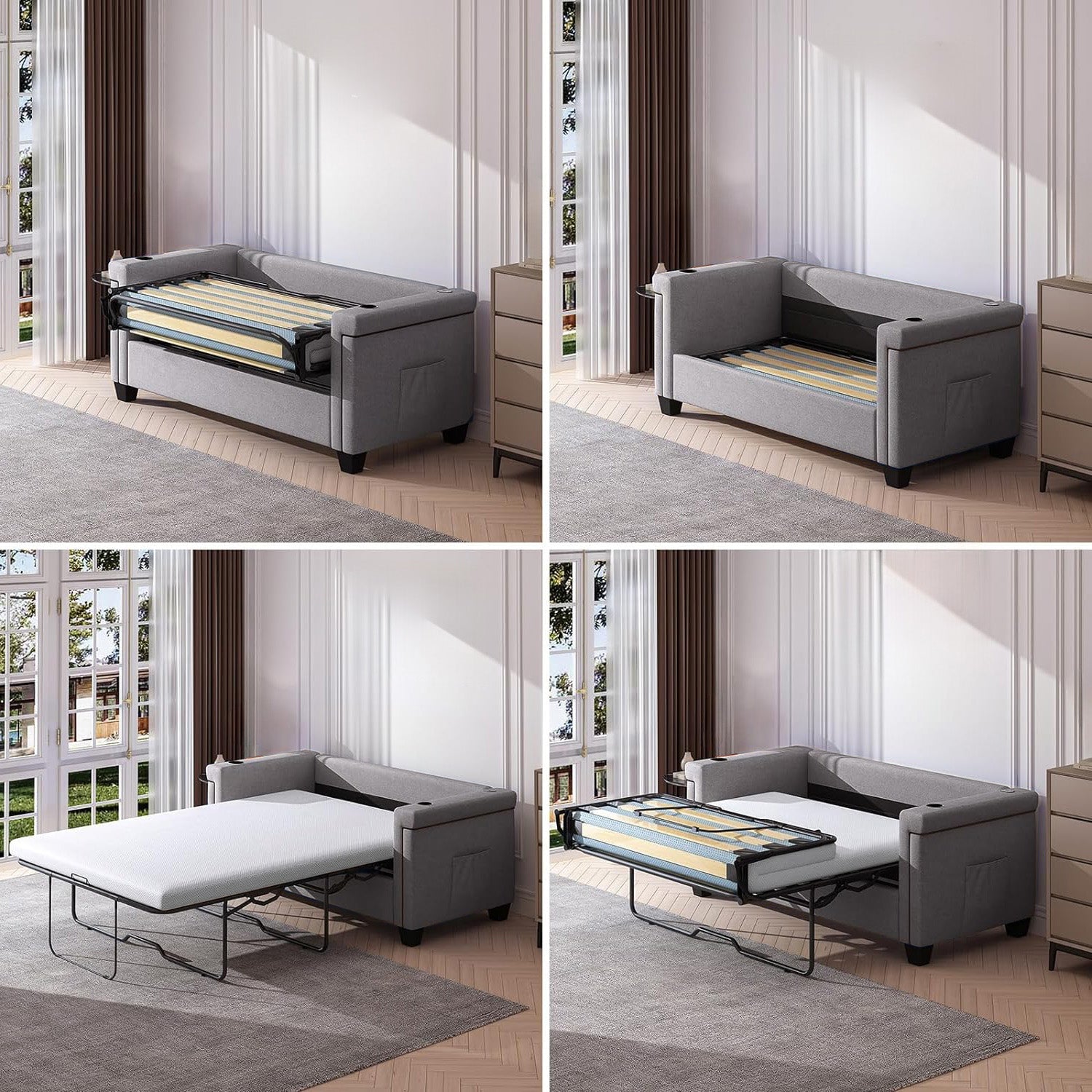 Pull Out Sofa Bed Sleeper Couch Convertible Sleeper Sofa with Memory Foam Mattress