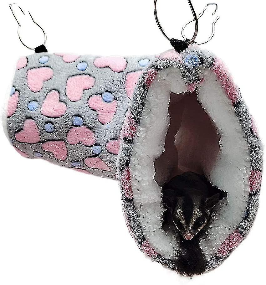 Small Animal Hanging Tunnel Hamster Super Soft Plush Tunnel Hammock (grey)