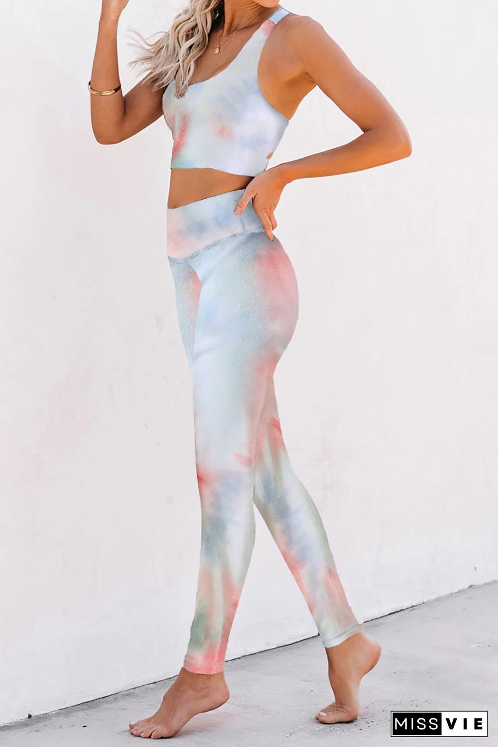 Tie-dye Print Sport Bra Pants Set