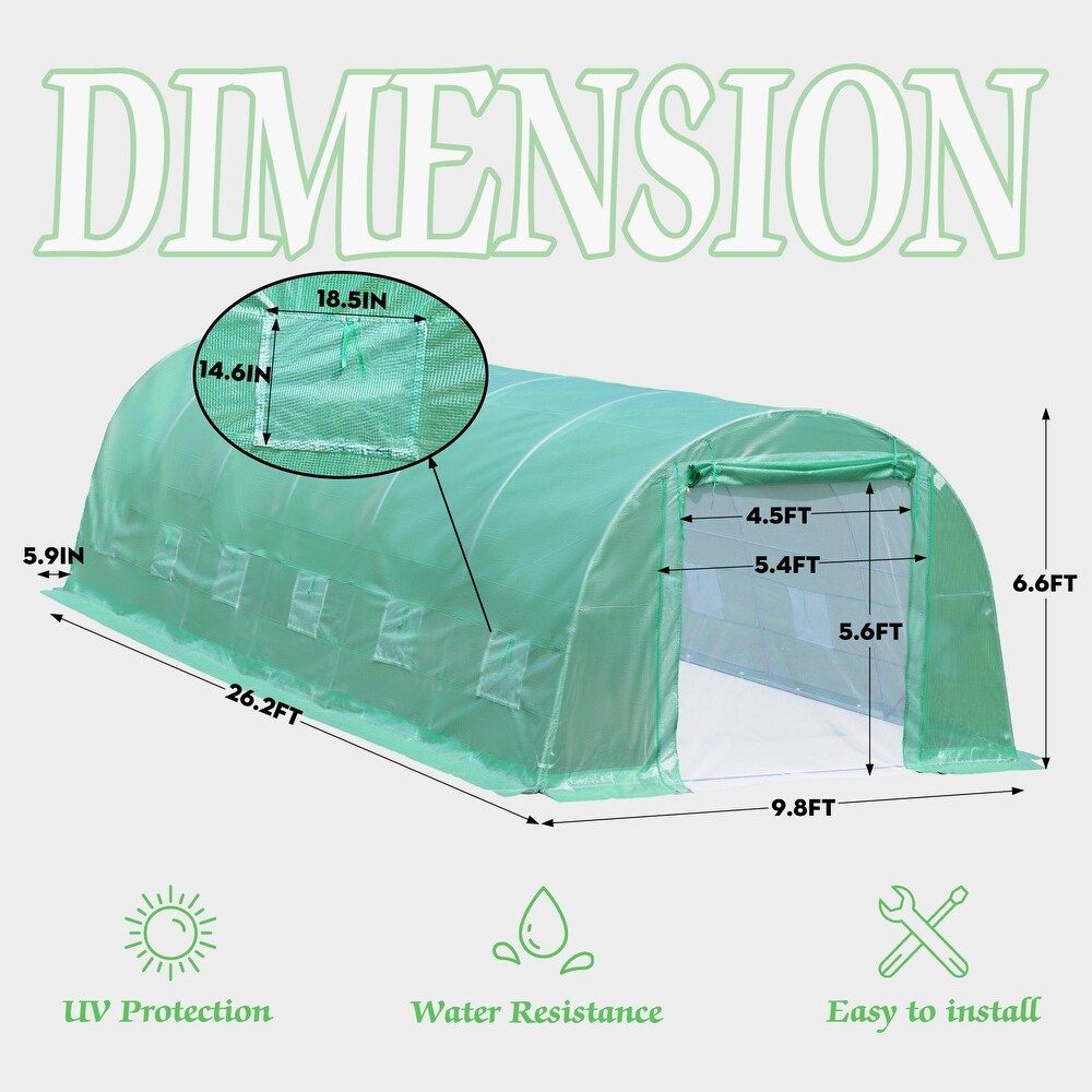 Aoodor Patio Greenhouse Heavy Duty Frame Portable Hot House with 1 Zippered Screen Doors