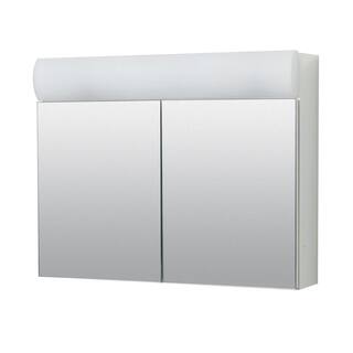 Zenna Home 23.25 in. W x 18.63 in. H Lighted Frameless White Surface-Mount Medicine Cabinet with Mirror 705BL