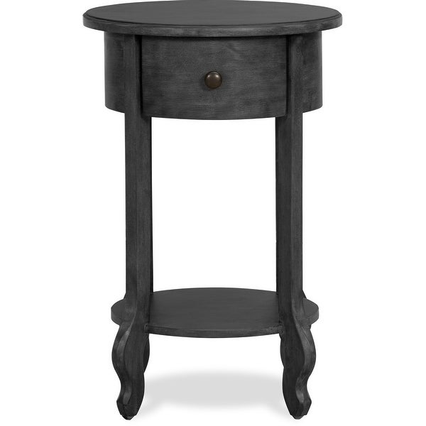 Finch James Round Wooden Accent Side Table with 1 Drawer