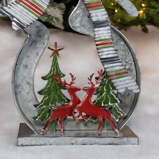 Zaer Ltd. International 30 in. Tall Galvanized Cookie Cutter Snowmen with Christmas Trees and Reindeer (Set of 2) ZR190301