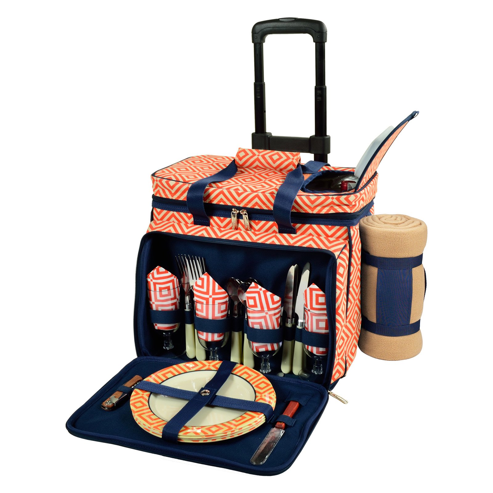 Picnic at Ascot 4 Person Equipped Picnic Cooler on Wheels with Blanket